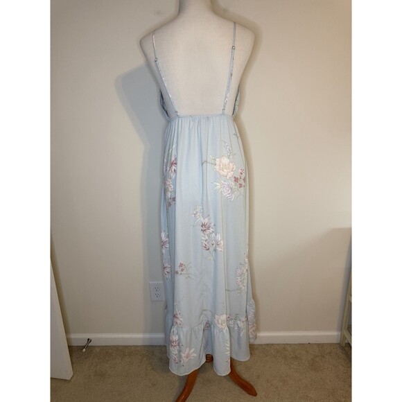 Lulus Endless Vacay Sage Blue Floral Print Surplice Maxi Dress XS - Picture 6 of 10